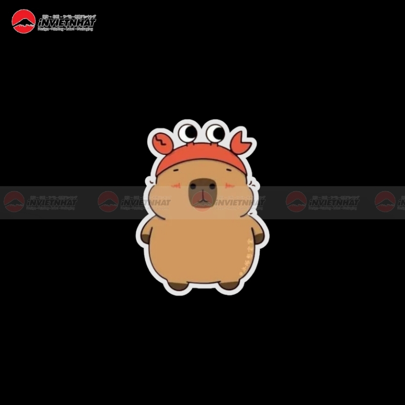 141+ Mẫu Sticker Capybara DỄ THƯƠNG, hình dán chuột lang nước trang trí hài hước 156 tem nhan capybara con cua