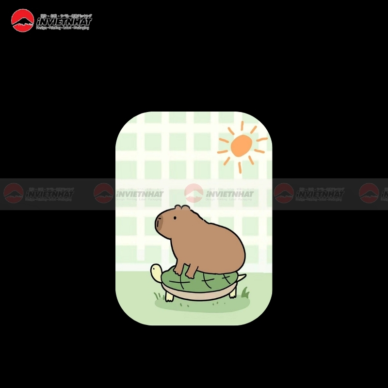 tem nhan capybara cuoi rua