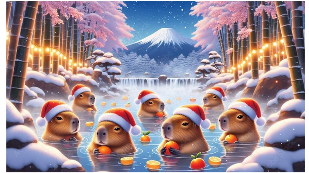 ảnh nền noel capybara dễ thương