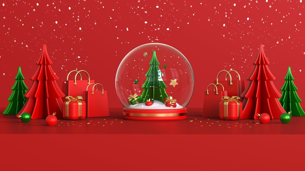 ảnh nền noel họa tiết đỏ rực xinh