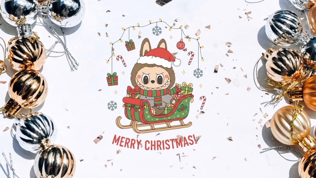 background noel Labubu đáng yêu