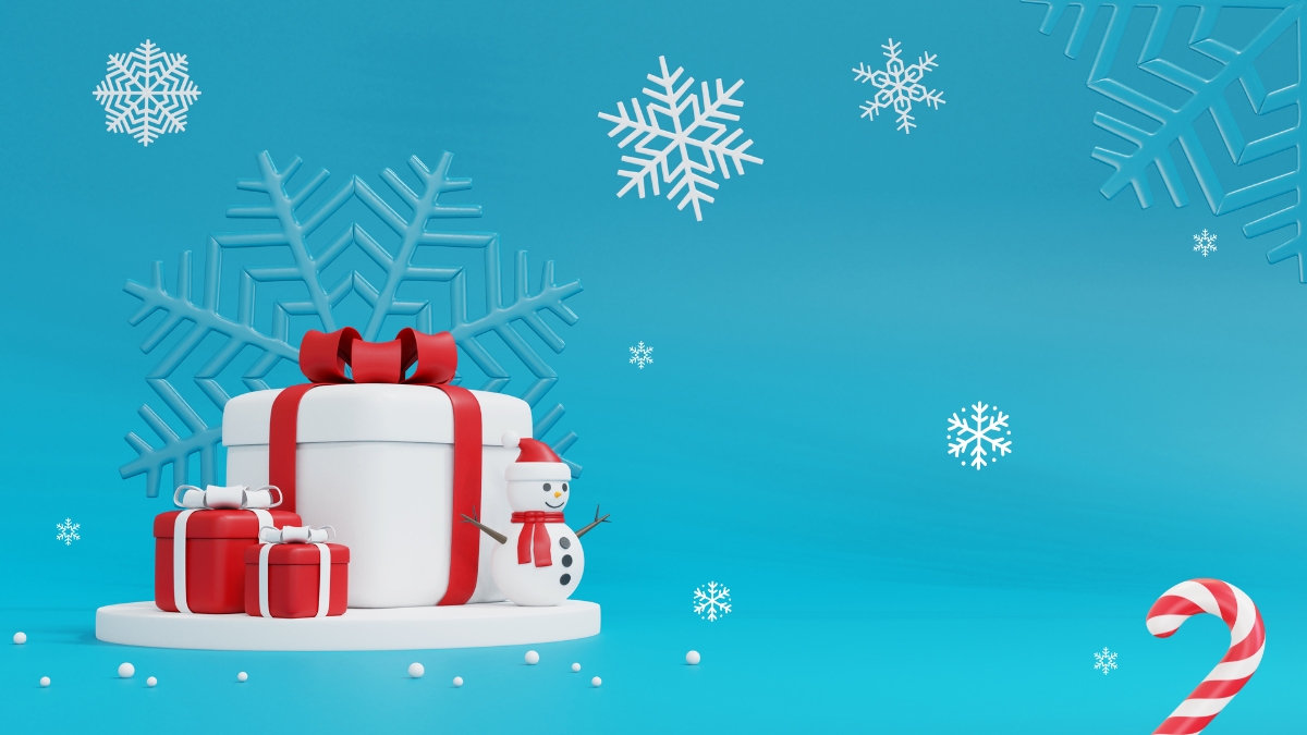 hình nền noel quà và bông tuyết