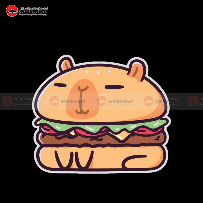 sticker capy hamburger