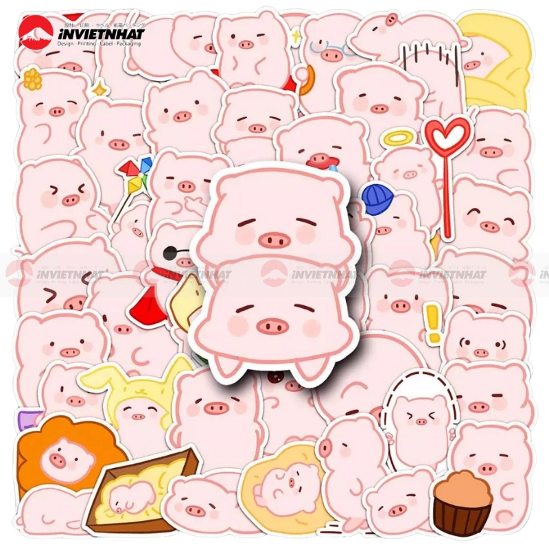 Mau sticker icon hinh heo cute