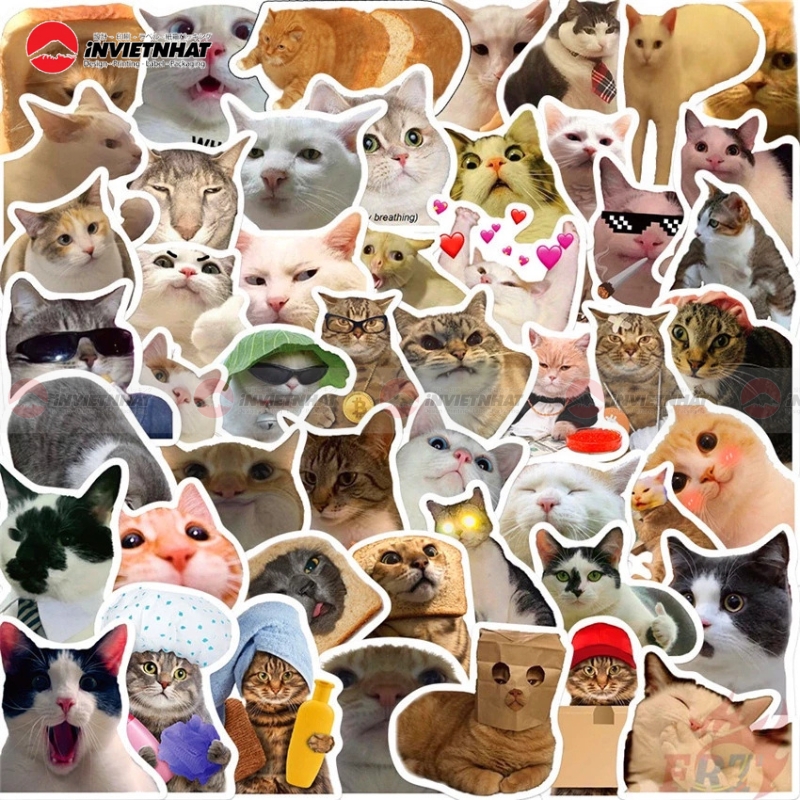 Mau sticker icon hinh meo cute