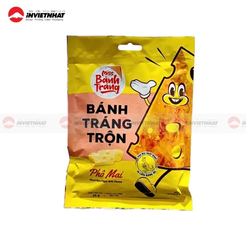 Xưởng in bao bì bánh tráng GIÁ RẺ | 13+ Mẫu thiết kế ĐẸP 24 Bao bì bánh tráng trộn phô mai