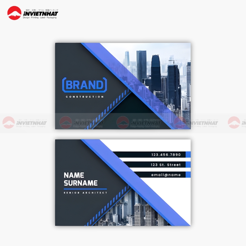 card visit xay dung mau xanh duong