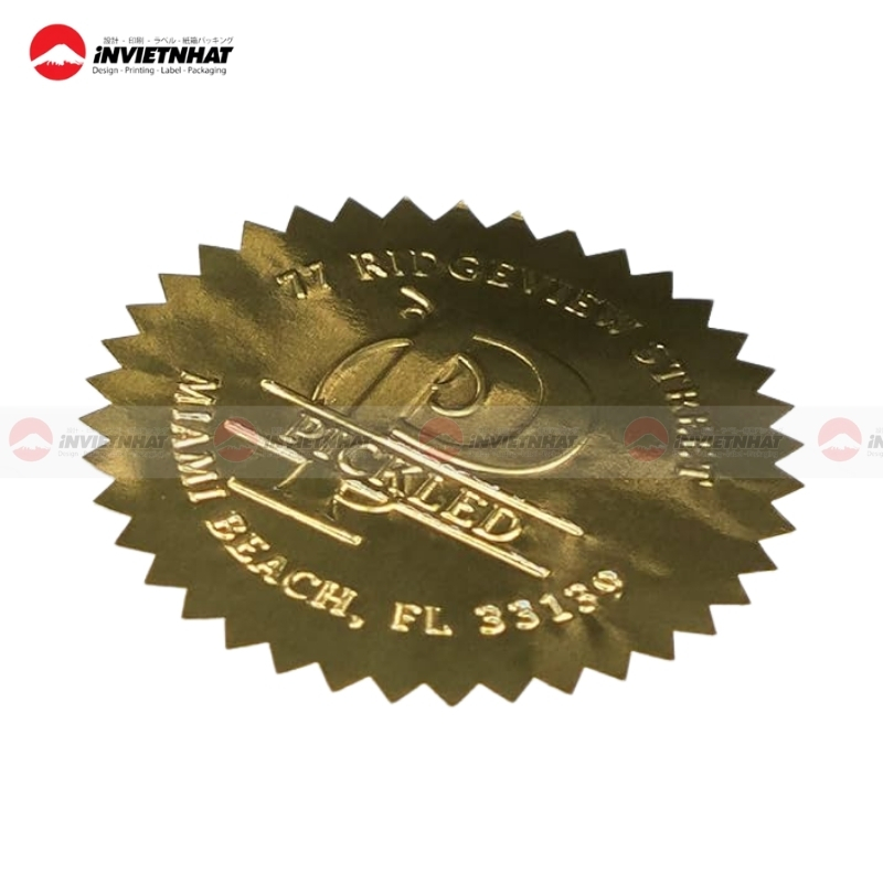 In nhũ vàng lên tem nhãn đẹp