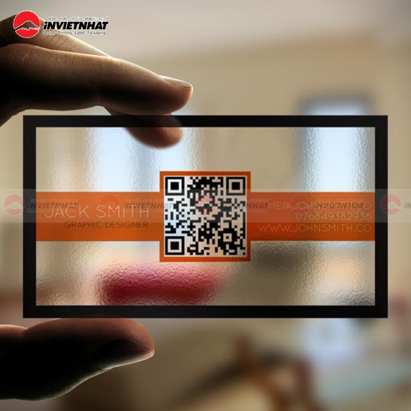 mau card visit co QR code nhua trong chong nuoc