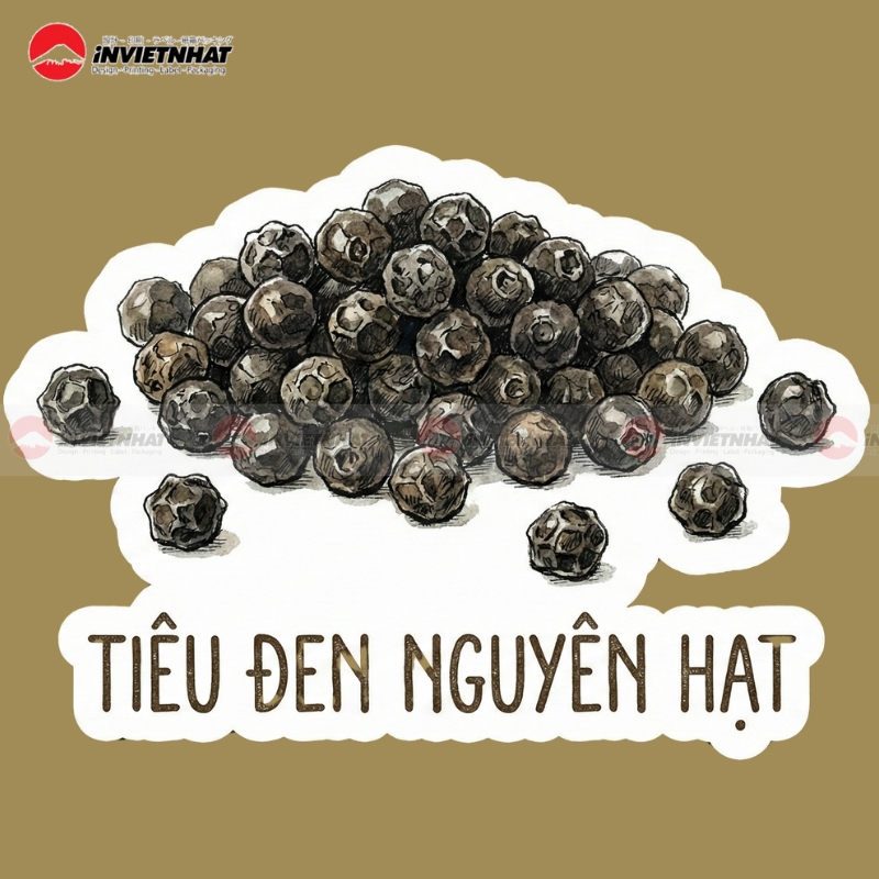 21+ Mẫu in tem nhãn gia vị GIÁ RẺ đẹp, chống nước dầu mỡ 45 tem nhan gia vi tieu den