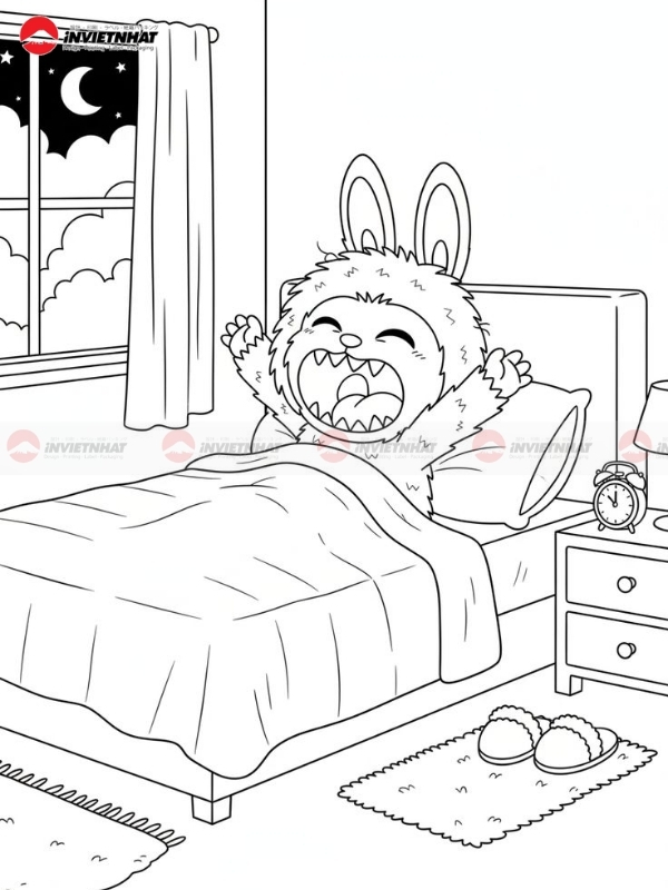 Hinh to mau Labubu phong cach quai vat nho