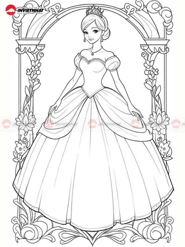 29+ Mẫu hình tô màu công chúa ĐẸP NHẤT cho bé dễ tô 30 Hinh to mau cong chua deo vuong mien
