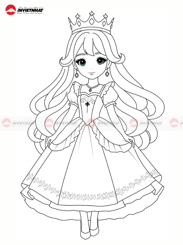 Hinh ve cong chua anime tap to mau