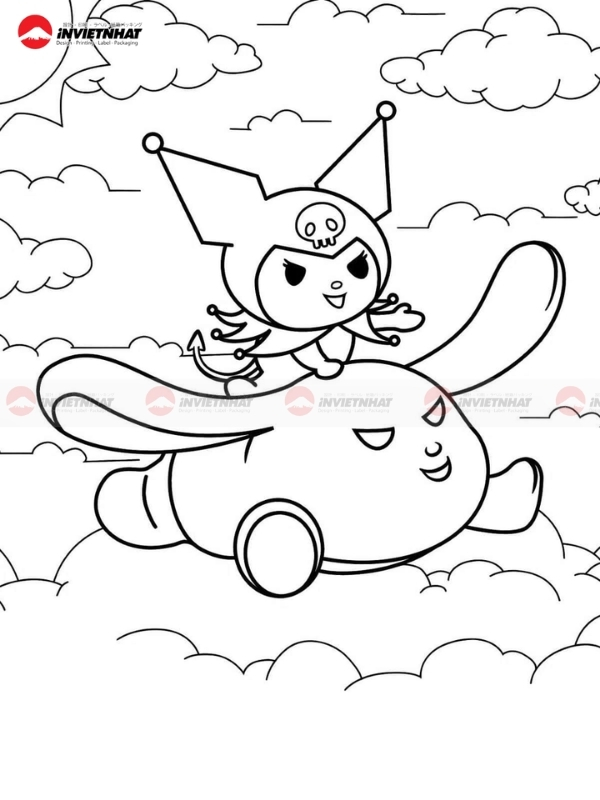 Tranh to mau Kuromi phong cach Chibi