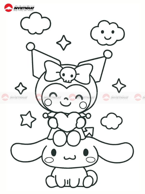 Tranh to mau Kuromi phong cach Sanrio