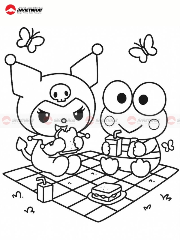 Tranh to mau Kuromi va ban be