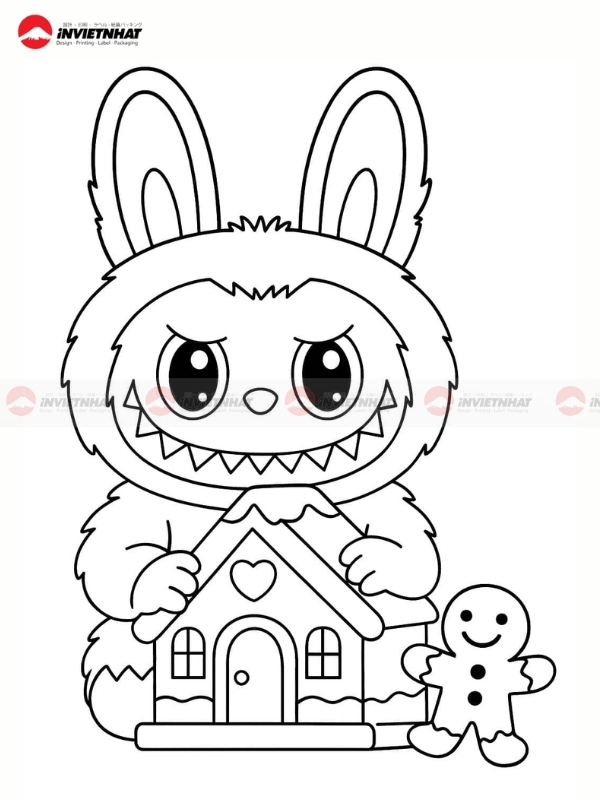 Tranh to mau Labubu phong cach Chibi