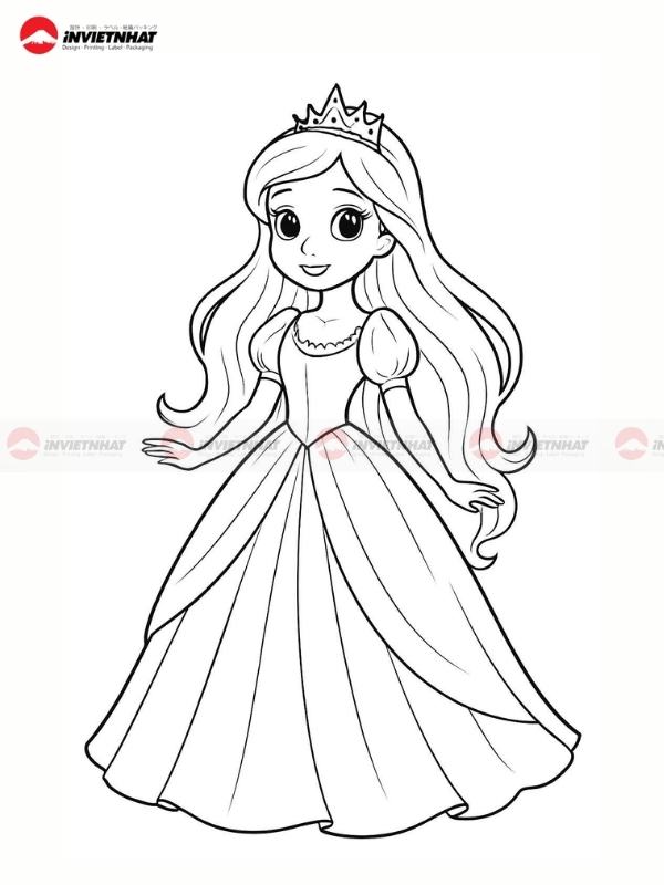 29+ Mẫu hình tô màu công chúa ĐẸP NHẤT cho bé dễ tô 16 Tranh to mau chu de cong chua
