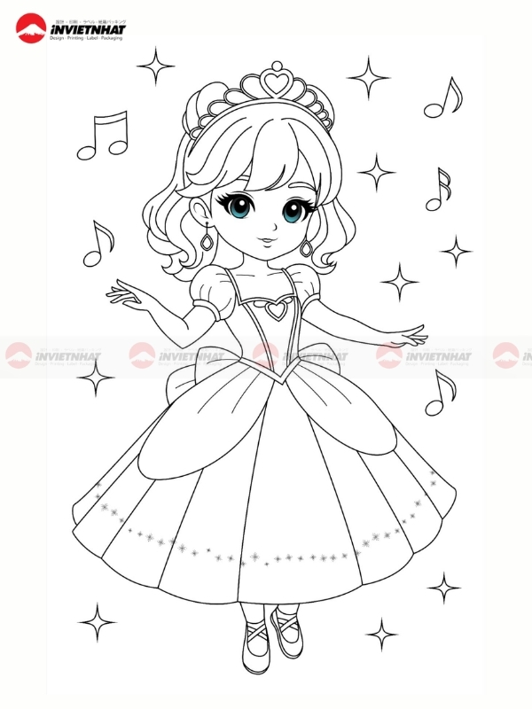 Tranh to mau cong chua Chibi de thuong