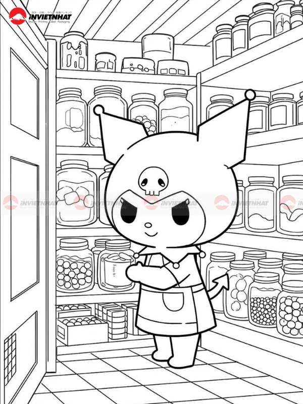 hinh to mau Kuromi nau an