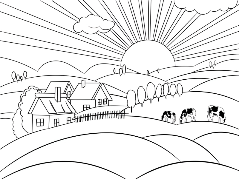 Hinh ve phong canh don gian