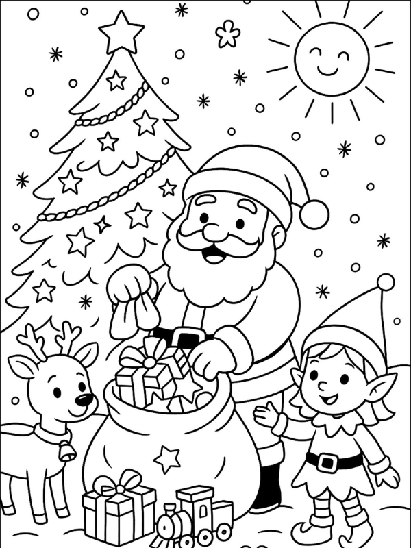 Mau tranh ong gia noel mim cuoi