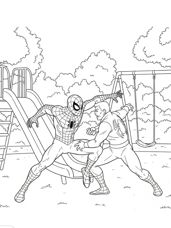 Tranh to mau spiderman chien dau