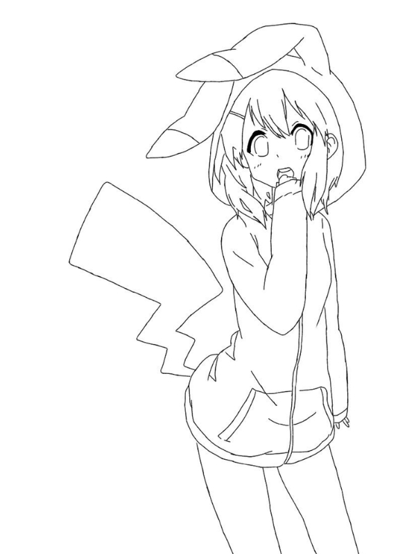 Tranh ve co gai anime chua to mau