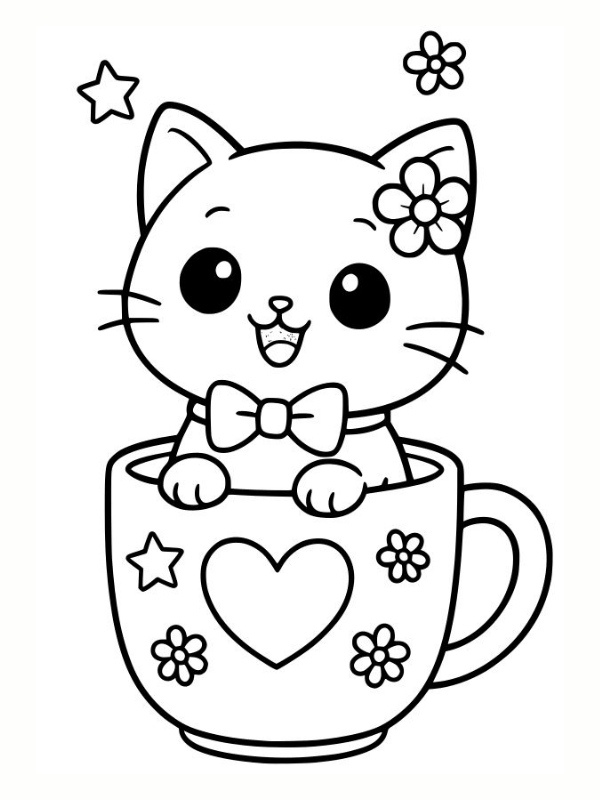 19+ Mẫu hình tô màu con mèo DỄ THƯƠNG, sáng tạo cho bé 16 to mau meo trai tim