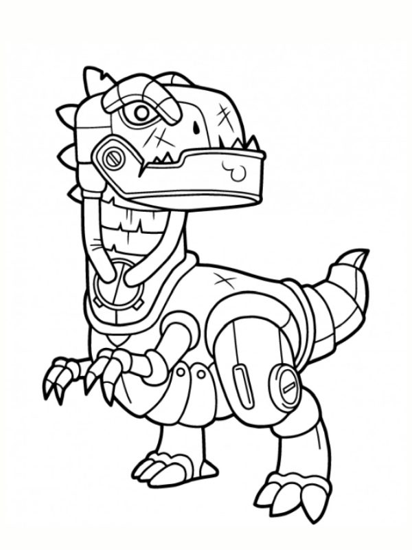 to mau robot khung long den trang