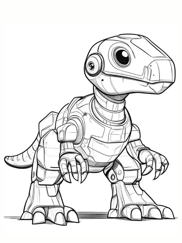 tranh to mau robot khung long don gian