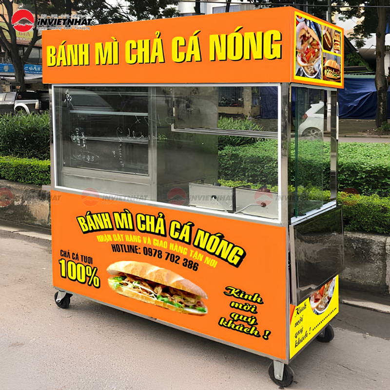 Mẫu decal xe bánh mì chả cá thiết kế nổi bật