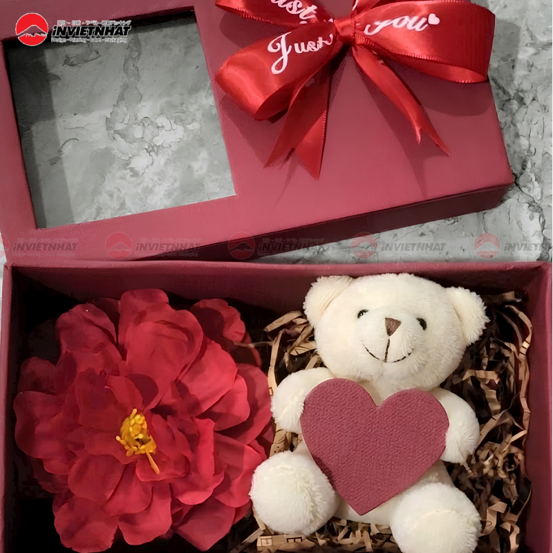 Hộp giấy mặt kính đựng gấu bông đẹp