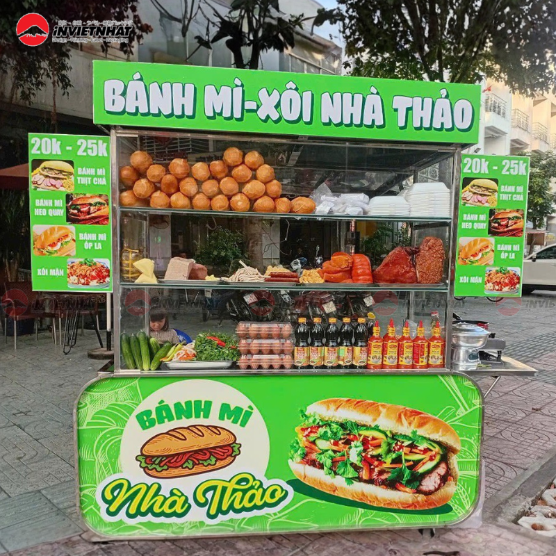 Mẫu in decal xe bánh mì thiết kế hiện đại