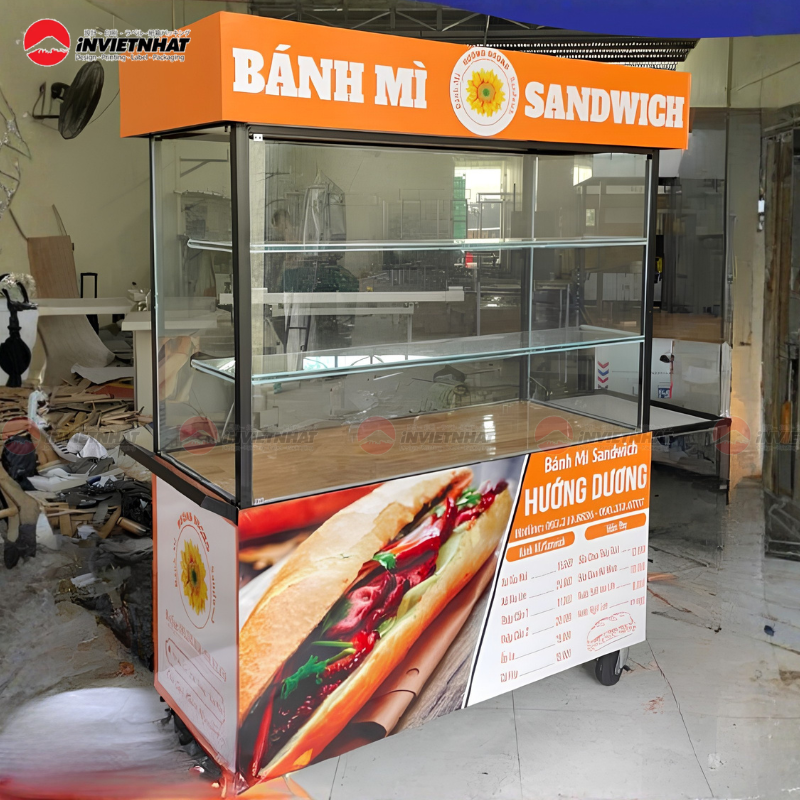 Mẫu in dán decal xe bánh mì thiết kế hiện đại