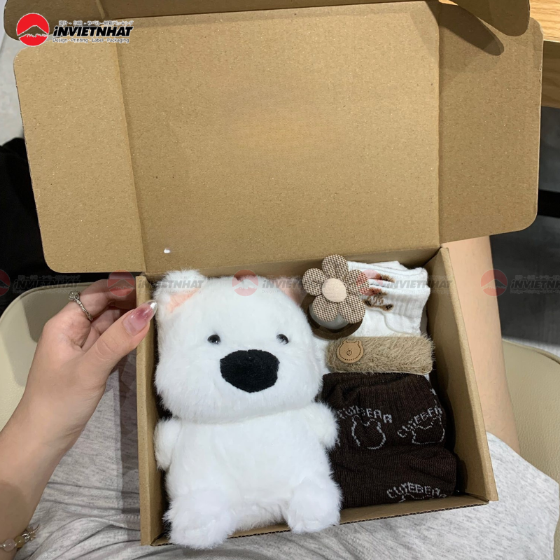 Hộp giấy kraft đựng gấu bông đẹp