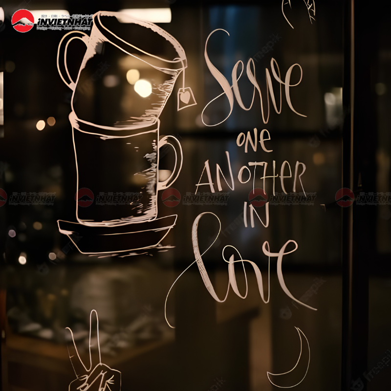 Decal dán kính họa tiết trang trí quán cafe