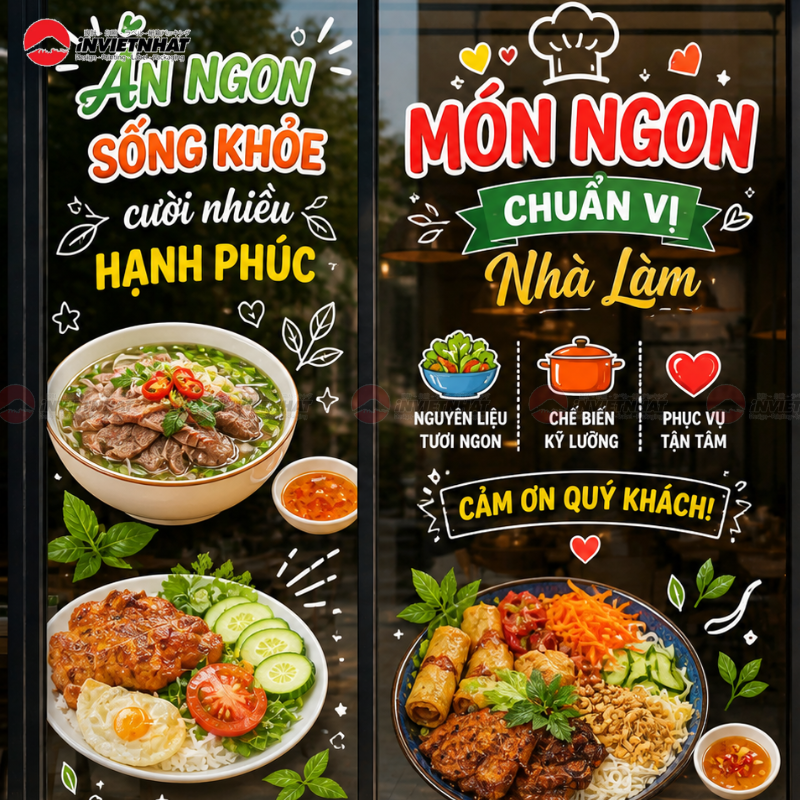 Mẫu decal kính quán ăn đơn giản