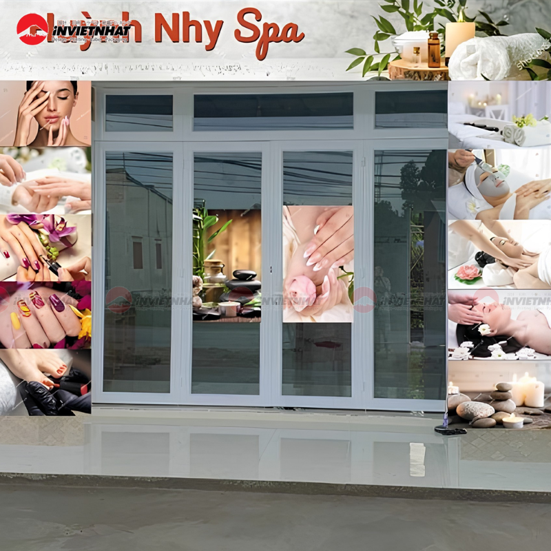 Dán decal lên kính spa đẹp với hình ảnh chăm sóc da
