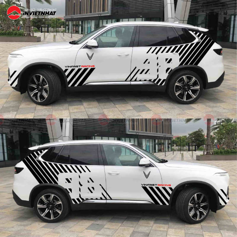 Mẫu decal ô tô trắng đen