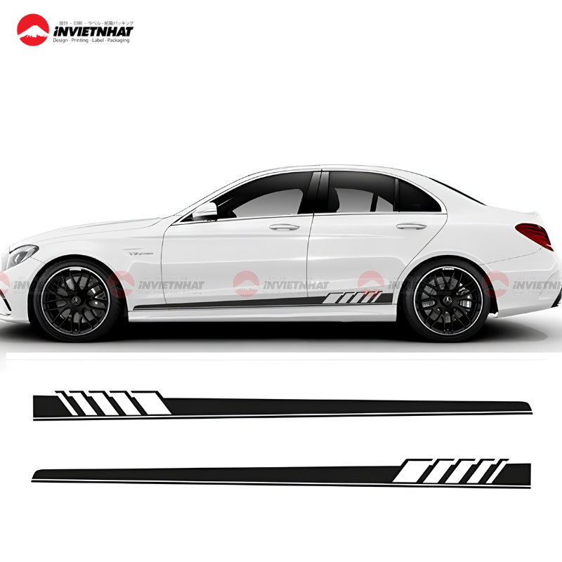 Decal trang trí hai bên sườn xe ô tô