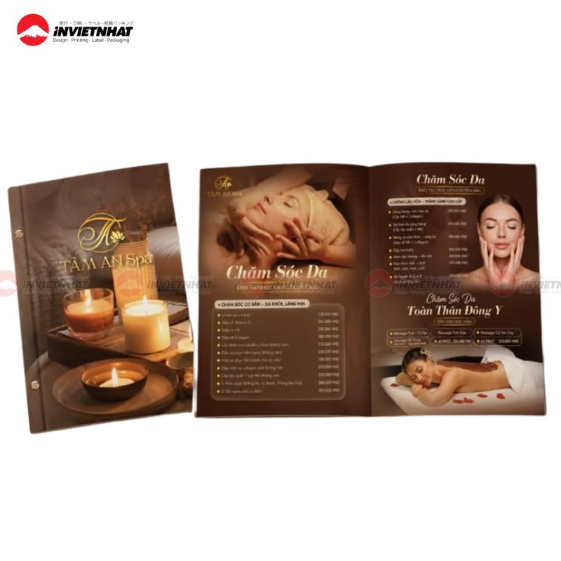 mẫu in menu spa nâu luxury