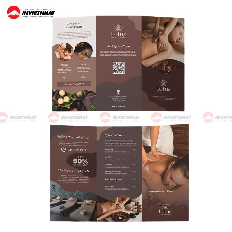 mẫu in menu spa tone nâu