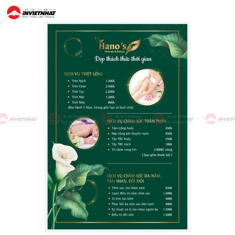 mẫu in menu spa thiên nhiên