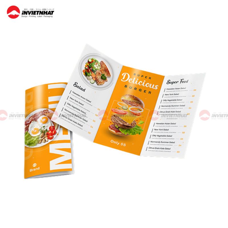 Mẫu catalogue đồ ăn màu cam trắng