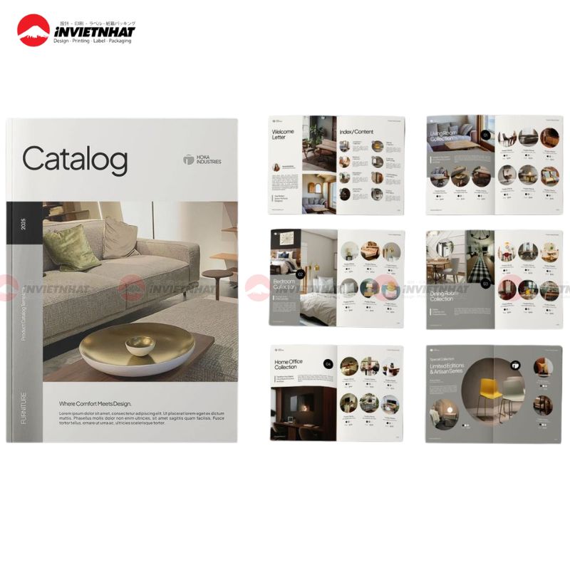 in catalogue bìa cứng nội thất