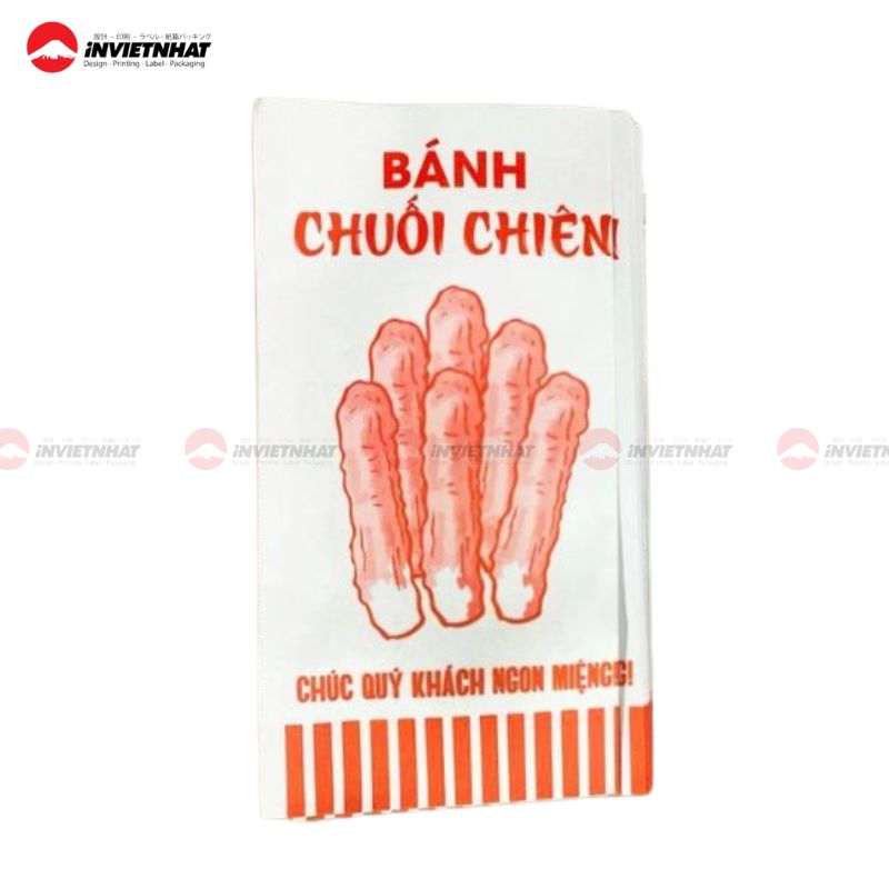 Túi giấy đựng chuối chiên đỏ trắng