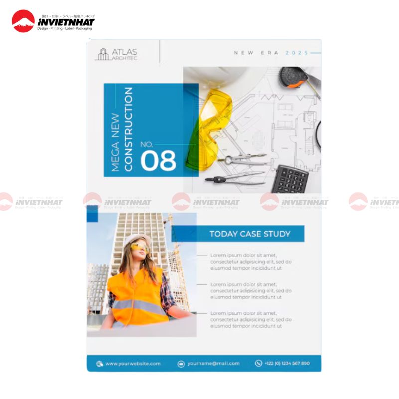 in catalogue bìa cứng hồ sơ công ty trắng xanh