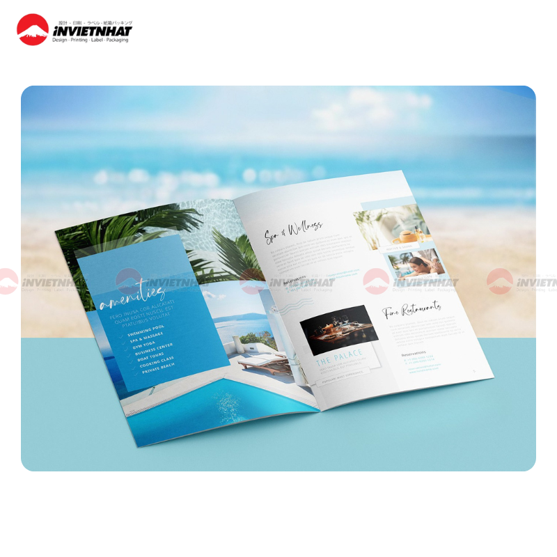 mẫu catalogue resort cao cấp có nhà hàng ven biển