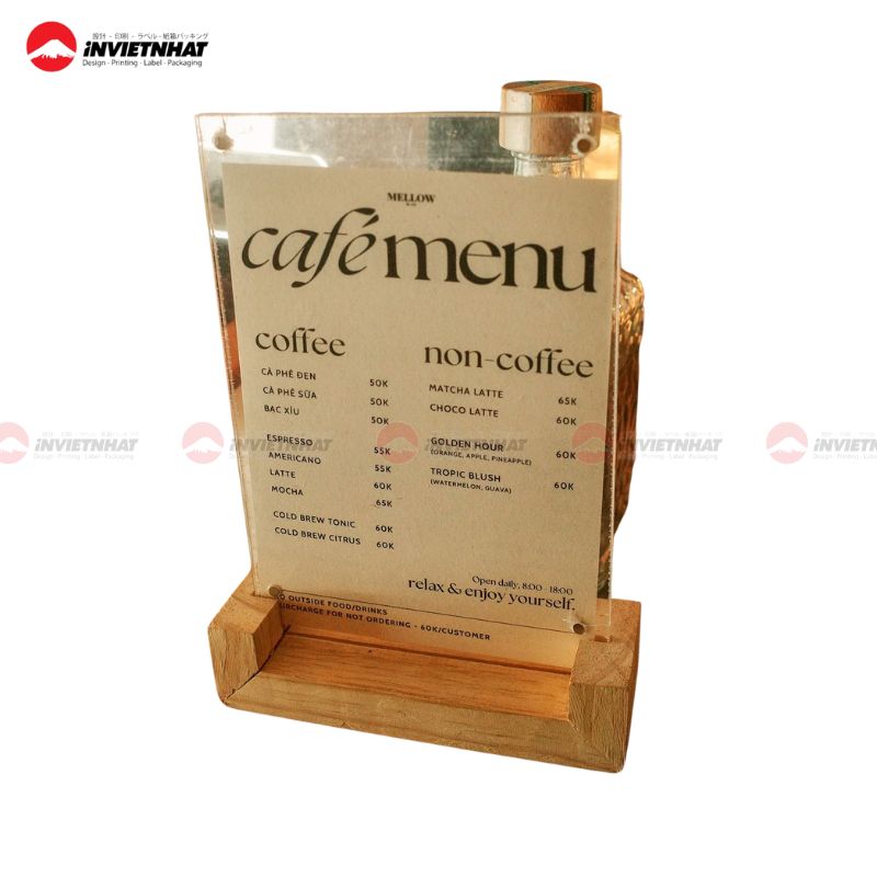 mẫu in menu quán cafa take-away